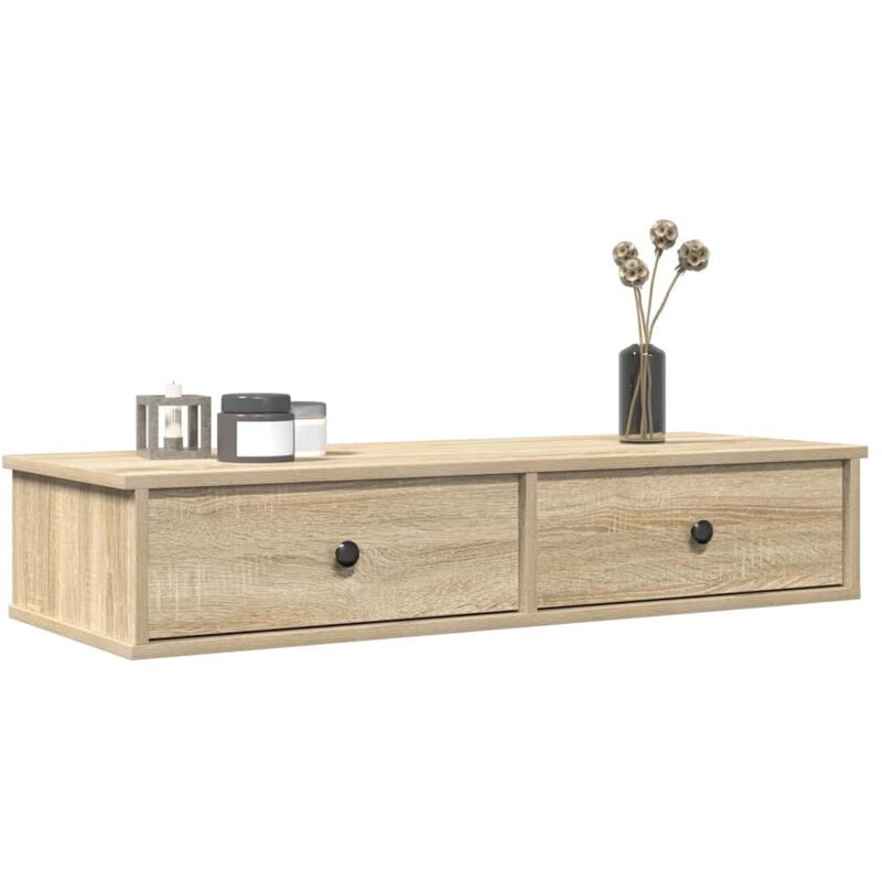 Wandregal Mit Schubladen Sonoma-eiche 100x37, 5x19 Cm Vidaxl