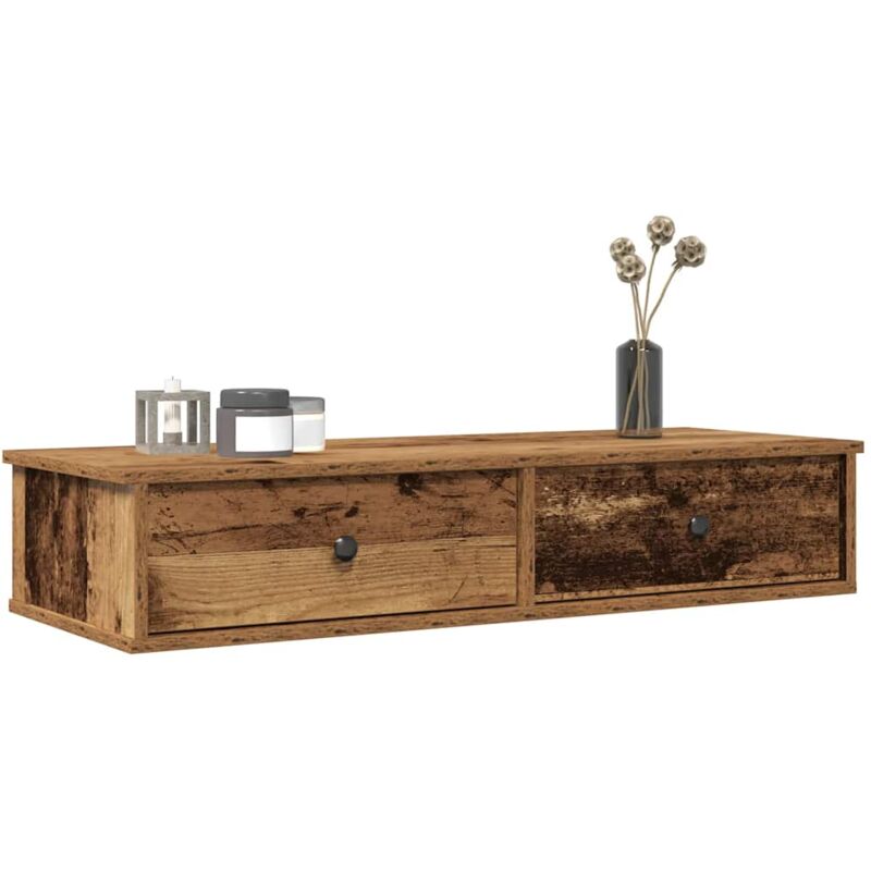 Wandregal Mit Schubladen Altholz-optik 100x37, 5x19 Cm Vidaxl