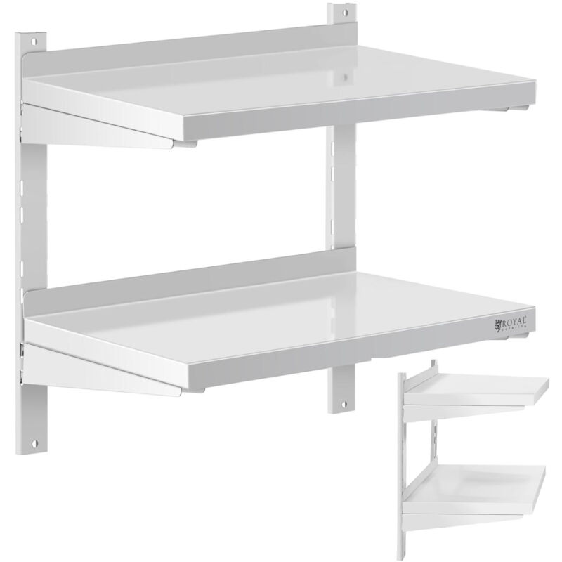 Royal Catering - Wandbord Doppel Wandregal Edelstahl Regal 2 Ablagen Hängeregal 60 X 40 Cm