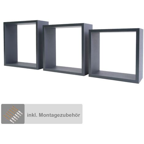Wandregal-Set quadratisch in Grau