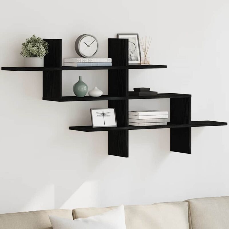 Vidaxl Wandregal Schwarz Eichen-optik 124, 5x18x60, 5 Cm Holzwerkstoff
