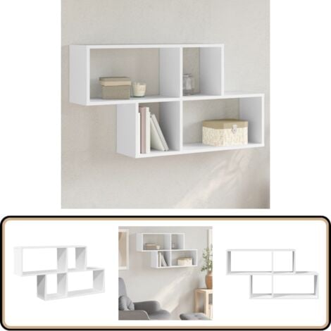 Wandregal Weiß 100x20x53 cm Holzwerkstoff - Wandregal - Holzregal - Wohnraum Dekoration - Regal Weiß - Platzsparendes Möbel