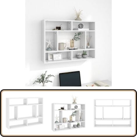 Wandregal Weiß 75x16x55 cm Holzwerkstoff - Wand Regal - Holzregal - Weißes Regal - Regal Dekoration - Aufbewahrungslösung