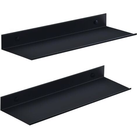 Wandregal zum Anbringen ohne Bohren, schwarz, 2-teilig, Duschregal aus Metall, 30 cm, dekoratives Wandregal für Wohnzimmer, Badezimmer, Küche, Büro (30 cm, Schwarz)