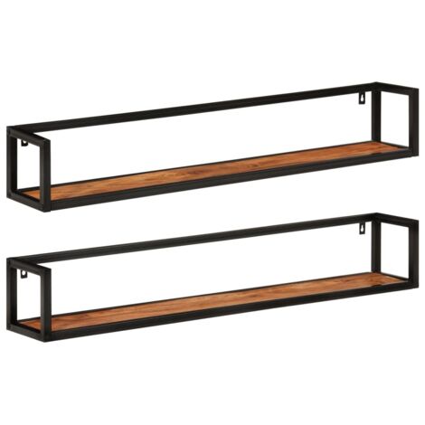 Wandregale 2 Stk. 110x17x17 cm Massivholz Akazie und Eisen vidaXL