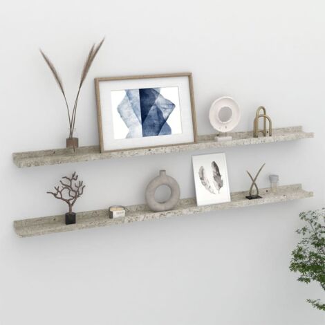 Wandregale 2 Stk Grau Beton 115x9x3 cm