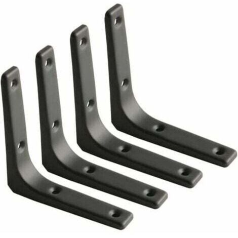 Wandregalhalterung, mattschwarze Metallhalterung, Metallregalträger für Küchendekoration, robuste Halterung, 100 mm x 100 mm, 4 Stück