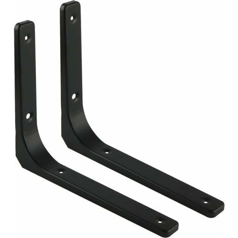 Wandregalhalterungen, 2 Stück Metallhalterungen 300 mm x 250 mm, robuste Halterungen, Wandregalträger für industrielle Küchenwanddekoration, Heizkörperwandmontage (Schwarz)