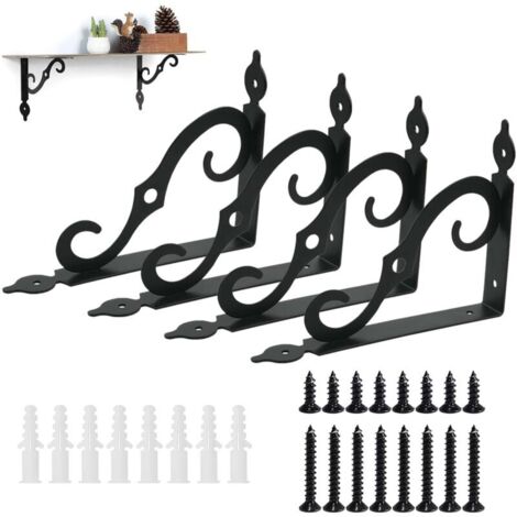 Wandregalhalterungen, 4 Stück, 19 cm x 14 cm, robust, Metall, für Bücherregal, Garten, Küche