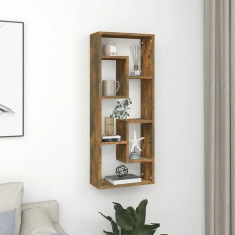 Wandregal，Wandboard für Wohnzimmer, Schlafzimmer, Flur, Badezimmer，Hängeregal Räuchereiche 36x16x90 cm Holzwerkstoff DTHFF2783696 MaisonChic