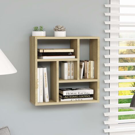 Wandregal，Wandboard für Wohnzimmer, Schlafzimmer, Flur, Badezimmer，Hängeregal Sonoma-Eiche 45,1x16x45,1 cm Holzwerkstoff DTHFF4020965 MaisonChic