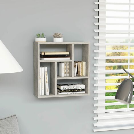 Wandregal，Wandboard，Hängeregal für Wohnzimmer, Schlafzimmer, Flur, Badezimmer Betongrau 45,1x16x45,1 cm Holzwerkstoff DTHFF3068506 MaisonChic