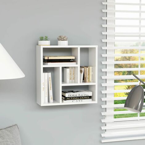 Wandregal，Wandboard，Hängeregal für Wohnzimmer, Schlafzimmer, Flur, Badezimmer Hochglanz-Weiß 45,1x16x45,1 cm Holzwerkstoff DTHFF9010325 MaisonChic