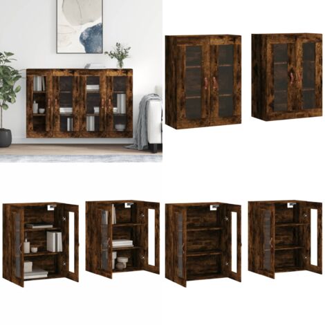 Wandschränke 2 Stk. Räuchereiche Holzwerkstoff - Wandschrank -  Wandschränke - Home & Living