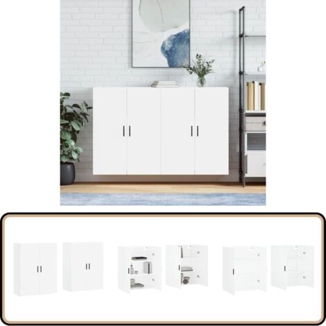Wandschränke 2 Stk. Weiß 69,5x34x90 cm - Hängeschrank - Sideboard - Regal - Aufbewahrung - Weißer Schrank