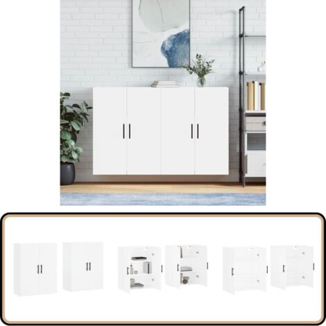 Wandschränke 2 Stk. Weiß 69,5x34x90 cm - Hängeschrank - Sideboard - Regal - Aufbewahrung - Weißer Schrank