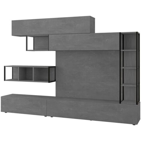 Wandschrank 260 cm Retro-TV-Ständer in Grau – Dubai