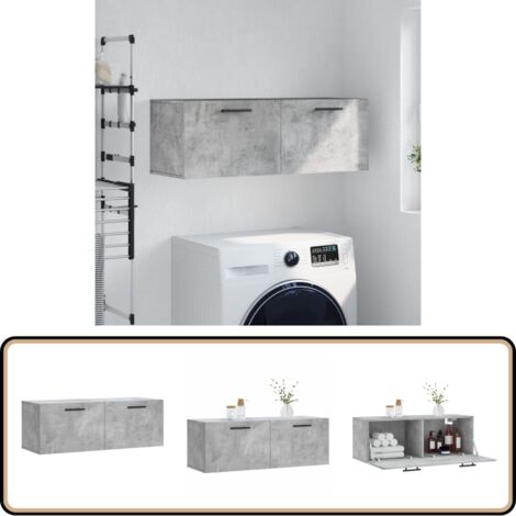 Wandschrank Betongrau 100x36,5x35 cm Holzwerkstoff - Hängeschrank - Wandschrank - Aufbewahrungsraum - Wohnzimmermöbel - Schlafzimmermöbel