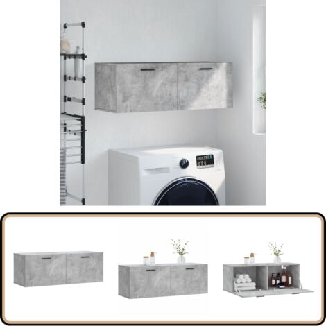 Wandschrank Betongrau 100x36,5x35 cm Holzwerkstoff - Wandschrank - Hängeschrank - Regal - Aufbewahrungsraum - Wohnzimmermöbel