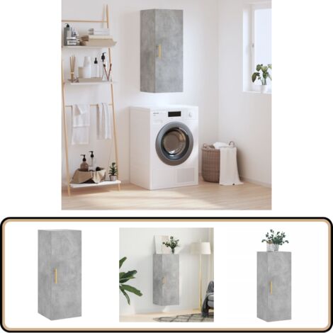Wandschrank Betongrau 34,5x34x90 cm - Hängeschrank - Wandschrank - Regal - Aufbewahrung - Beton Grau