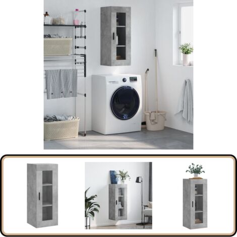Wandschrank Betongrau 34,5x34x90 cm - Hängeschrank - Wandschrank - Regal - Aufbewahrung - Beton Grau
