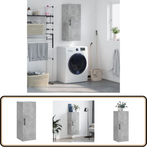 Wandschrank Betongrau 34,5x34x90 cm - Hängeschrank - Wandschrank - Regal - Aufbewahrung - Holzwerkstoff Möbel