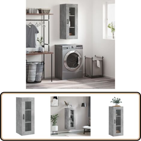 Wandschrank Betongrau 34,5x34x90 cm - Hängeschrank - Wandschrank - Regal - Aufbewahrung - Möbel