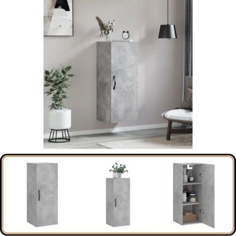 Wandschrank Betongrau 34,5x34x90 cm Holzwerkstoff - Hängeschrank - Wandschrank - Sideboard - Regal - Aufbewahrung