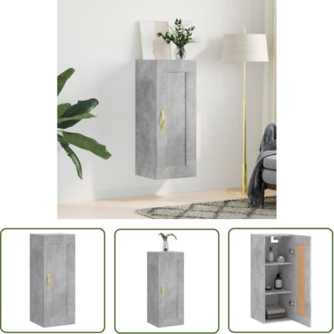 Wandschrank Betongrau 34,5x34x90 cm Holzwerkstoff vidaXL