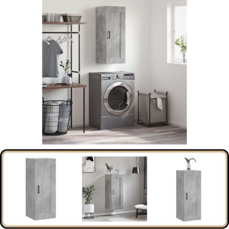 Wandschrank Betongrau 34,5x34x90 cm Holzwerkstoff - Wandschrank - Beton Grau - Regal - Aufbewahrung - Wohnzimmer