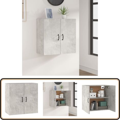 Wandschrank Betongrau 60x31x60 cm Holzwerkstoff - Hängeschrank - Wandschrank - Aufbewahrungsraum - Wohnzimmer Dekoration - Schlafzimmer Organisation