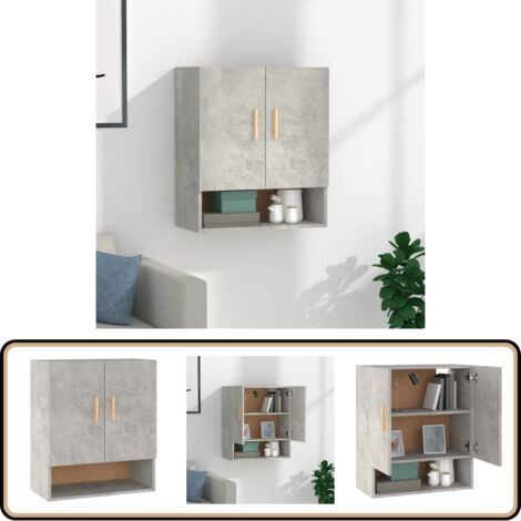 Wandschrank Betongrau 60x31x70 cm Holzwerkstoff - Wandregal - Aufbewahrungsregale - Regal Grau - Schmaler Schrank - Platzsparender Schrank