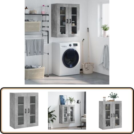 Wandschrank Betongrau 69,5x34x90 cm - Hängeschrank - Sideboard - Regal - Aufbewahrung - Möbel