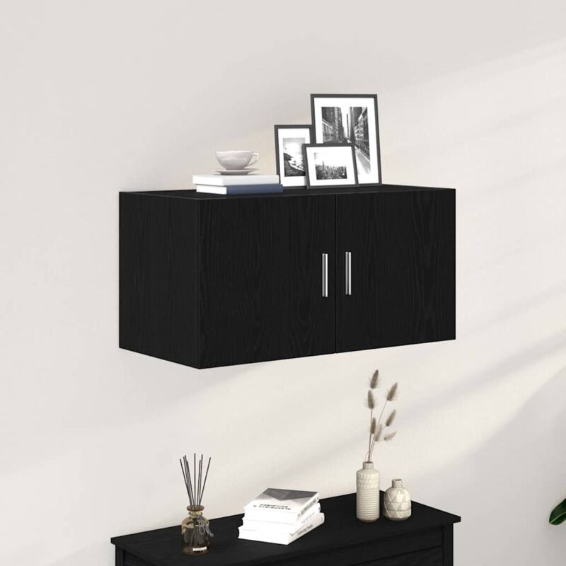 Wandschrank Schwarz Eichen-optik 80x39x40 Cm Holzwerkstoff - Vidaxl
