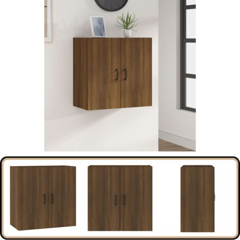 Wandschrank Braun Eichen-Optik 60x31x60 cm Holzwerkstoff - Hängeschrank - Wandschrank - Aufbewahrungsraum - Wohnzimmer Dekoration - Schlafzimmer Organisation