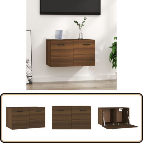 Wandschrank Braun Eichen-Optik 60x36,5x35 cm Holzwerkstoff - Aufbewahrungsraum - Holzschrank - Wandregal - Wohnzimmer Dekoration - Schlafzimmer Organisation