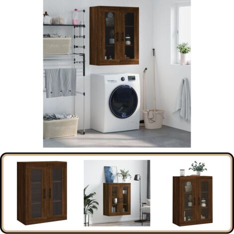 Wandschrank Braun Eichen-Optik 69,5x34x90 cm - Hängeschrank - Wandschrank - Regal - Aufbewahrung - Holzwerkstoff
