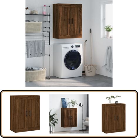Wandschrank Braun Eichen-Optik 69,5x34x90 cm Holzwerkstoff - Hängeschrank - Wandschrank - Sideboard - Holzmöbel - Eiche Dekor