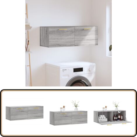 Wandschrank Grau Sonoma 100x36,5x35 cm Holzwerkstoff - Hängeschrank - Wandschrank - Regal - Aufbewahrungsraum - Wohnzimmermöbel