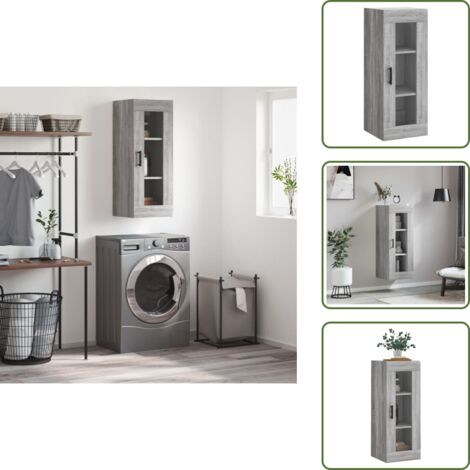 Wandschrank Grau Sonoma 34,5x34x90 cm - Hängeschrank - Wandschrank - Regal - Aufbewahrung - Grau