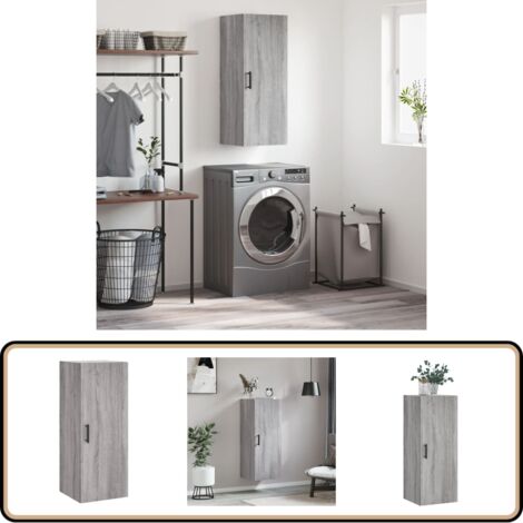 Wandschrank Grau Sonoma 34,5x34x90 cm - Hängeschrank - Wandschrank - Regal - Aufbewahrung - Grau