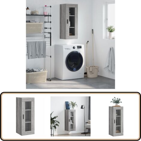 Wandschrank Grau Sonoma 34,5x34x90 cm - Hängeschrank - Wandschrank - Regal - Aufbewahrung - Grau