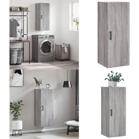 Wandschrank Grau Sonoma 34,5x34x90 cm - Hängeschrank - Wandschrank - Regal - Aufbewahrung - Grau - Home & Living