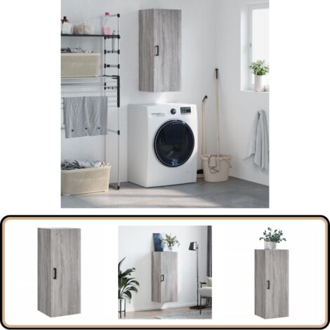 Wandschrank Grau Sonoma 34,5x34x90 cm - Hängeschrank - Wandschrank - Regal - Aufbewahrung - Holzwerkstoff