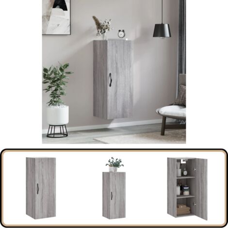 Wandschrank Grau Sonoma 34,5x34x90 cm Holzwerkstoff - Hängeschrank - Wandschrank - Regal - Aufbewahrung - Sideboard