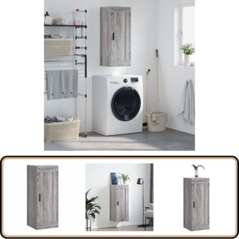 Wandschrank Grau Sonoma 34,5x34x90 cm Holzwerkstoff - Hängeschrank - Wandschrank - Sideboard - Regal - Aufbewahrung