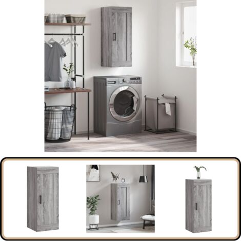 Wandschrank Grau Sonoma 34,5x34x90 cm Holzwerkstoff - Wandschrank - Regal - Aufbewahrung - Grau - Holzmöbel