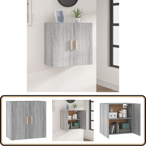 Wandschrank Grau Sonoma 60x30x60 cm Holzwerkstoff - Wandregal - Aufbewahrungsregale - Regal Grau - Schmaler Schrank - Platzsparender Schrank