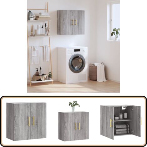 Wandschrank Grau Sonoma 60x31x60 cm Holzwerkstoff - Hängeschrank - Wandschrank - Regal - Aufbewahrungsraum - Wohnzimmermöbel