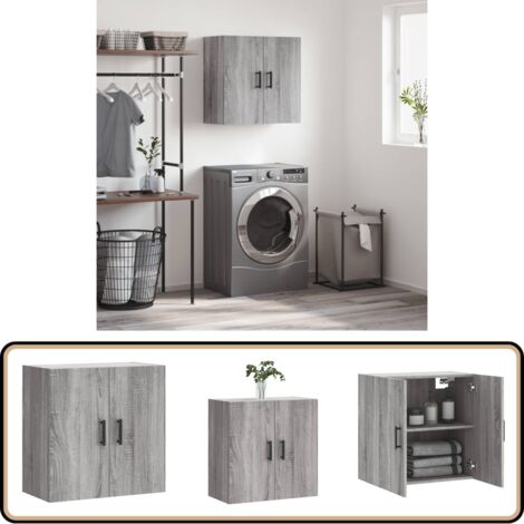 Wandschrank Grau Sonoma 60x31x60 cm Holzwerkstoff - Wandschrank - Regal - Aufbewahrungsraum - Wohnzimmerdeko - Schlafzimmermöbel